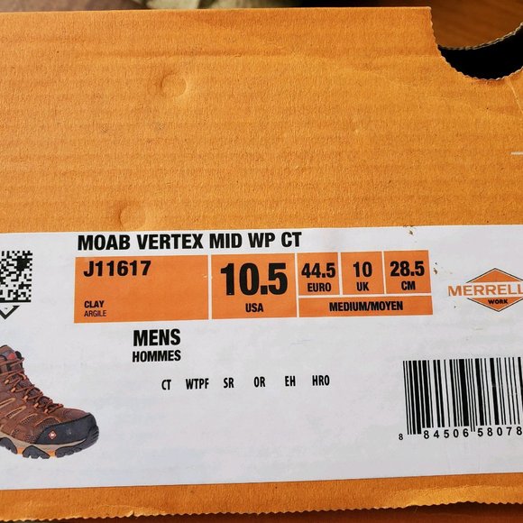 Merrell Moab Vertex Mid WP CT Waterproof Composite Toe Work Boots - Picture 3 of 5